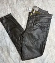 Current Elliott The Soho Zip Stiletto Army Green Coated Ankle Skinny Size 26