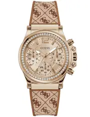 Guess GW0699L2 Rose Gold Dial Brown Silicone Womens Watch