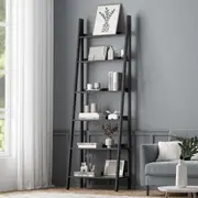 Oikiture Corner Ladder Shelf 6 Tier Bookcase Display Storage Plant Stand Rack