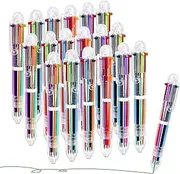 Mluchee 12 Pack Multicolor Pen In One 6-in-1, Back to School Gifts for Students, Fun Pens for Adults Party Favors, Cool Cute Bulk Rainbow Pens 0.5mm Ballpoint