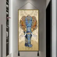 在飛比找樂天市場購物網優惠-輕奢大象玄關裝飾畫美式掛畫北歐餐廳招財壁畫掛毯掛布背景墻畫