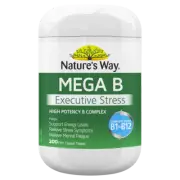 Nature's Way Mega B Executive Stress 200 Tablets Energy Vitamin B1 to 12 Natures