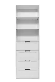 GENEVA 3 SHELF 4 DRAWER BUILT IN WARDROBE - WHITE - HAMPTON - PULL BLACK