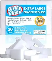 (20 Pack) Extra Large Magic Cleaning Eraser Sponge - 2x Thick 2x Longer Lasting Melamine Foam Sponges in Bulk - Multi-Purpose Power Bath Scrubber - Bathroom Kitchen Floor Baseboard Wall Cleaner
