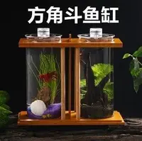 在飛比找Yahoo!奇摩拍賣優惠-~鬥魚缸超白玻璃雙缸迷你創意小型隔離生態魚缸小魚微景觀生態瓶