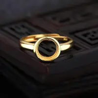 在飛比找ETMall東森購物網優惠-DIY鑲嵌天然水晶黃金色戒指空托