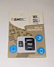 EMTEC Micro SDHC 16gb Class 10 Gold Plus with Adapter