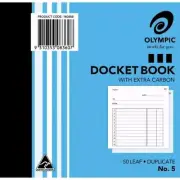 10 x Olympic #5 Docket Book 120mm x 125mm Duplicate 50 Leaf 140888