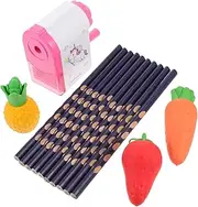 HOOTNEE 1 Set Creative Cartoon Fruit Eraser Pencil with Sharpener Graphite Pencils for Students Comfortable Grip for Art and Study
