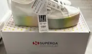 NEW Box SUPERGA 2790 Shaded Platform Womens Size 8.5 White Pastel S3111BW Shoes