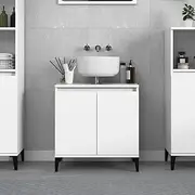 Sink Cabinet White 58x33x60 cm Engineered Wood Bathroom Vanity Unit with Ample Storage, Durable Moisture Resistant Construction