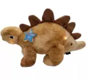 FAO Schwarz Dinosaur Stegosaurus Plush Glow Brights Brown Lights Sound 10” NWT