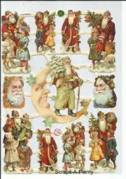 German Embossed SILVER GLITTER Scrap Die Cut - Christmas Santa WOW EF7314G