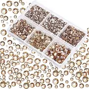 4000 Pieces Hotfix Rhinestones Crystals AB Clear Crystal Rhinestones Flatback Gems Round Crystal Rhinestones Bulk for Crafts Clothing Dance Costumes (Champagne)