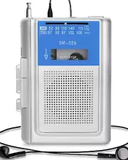 Vintage Portable Cassette Player Recorder W/ AM FM Radio, Big Speaker, Headphone