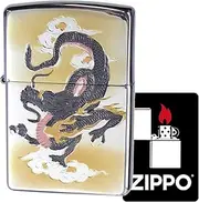 Zippo Lighter, Windproof, Brass, Electroforming Plate, Cloud Dragon, Regular Zippo, 200FB Base, Includes Special Stickers, Silver