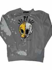 Tweety Bird X Black Keys Split Skull Mens Sweater Large Gray Looney Tunes