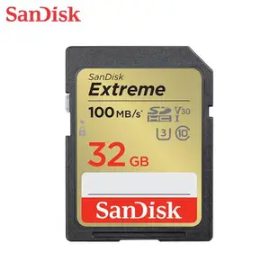 【現貨免運】 SanDisk Extreme 32GB SDHC U3 V30 相機記憶卡 速度100MB/s 終身保固