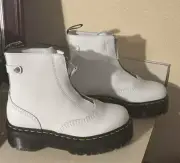 Dr. Martens JETTA Zip Sendal White Leather Platform Boots UK 7 Womens US 9 NEW