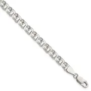 6 Inch Sterling Silver 6mm Double Link Charm Bracelet