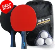 Ping Pong Paddle Set, 2 Rackets, 3 Balls, Case, Training, Premium