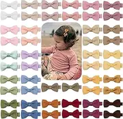 CÉLLOT Baby Hair Clips 50PCS Baby Girls Fully Lined Baby Bows Hair Pins Tiny 2" Hair Bows Alligator Clips for Baby Girls Infants Toddlers in Pairs