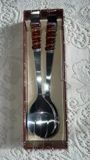 Salad Serving Set NEW By Wild Eye Beaded Red Yellow Tailgate Party Hostess Game