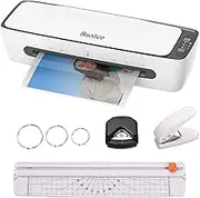 SL688 Desktop Laminator Machine Set A4 Size Multifunctional Hot and Cold Lamination 2 Roller System 9 inches Max Width with Paper Cutter Trimmer Rounder Hole Puncher Binding Hoop Suitabe for