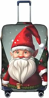 [Pvinnk] Christmas Traditional Gnome Print Protective Luggage Cover Elastic Washable Suitcase Protector Travel Gear Protector, White, Small