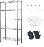 CAVSOIR 5 Tier Shelving Unit Adjustable Wire Shelves Organizer Shelf Rack Heavy Duty Storage Unit Metal Storage Rack Durable Organizer (Silver)