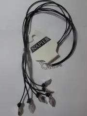 NEW on card unworn NAPIER 24-27" leather and silvertone necklace $32 pricetag