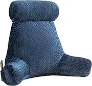 ele ELEOPTION Reading Pillow Back Pillow for Bed Sitting up Bed Rest Pillow with Arms Pockets Backrest Pillows Bige Size Washable Blue