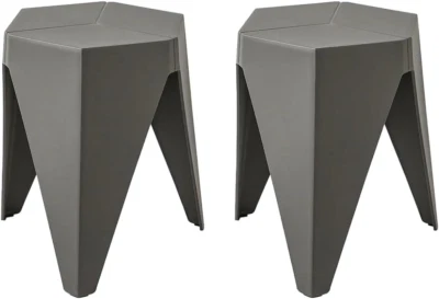 Artissin Set of 2 Bar Stools, Plastic Foot Stool Chair Small Floor Chairs Stacki