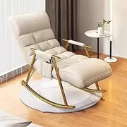QIADIAOC Armchair Rocking Chair Accent Glider Lounge Chair Living Room Bedroom Recliner,Occasional Chairs Backrest 5 Positions and Soft Padded Cushion(Beige,Golden feet)