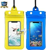 Kesida Waterproof Phone Pouch Floating Dry Bag Cellphone Case Up to 7'' with Lanyard for iPhone 14 13 12 11 Pro MAX/XS/XS MAX/XR/X Samsung Galaxy S22/S21/S10 Pixel/OnePlus Yellow+Blue