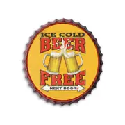 Men's Republic Man Cave Retro Vintage Style Sign Free Cold Beer 33cm