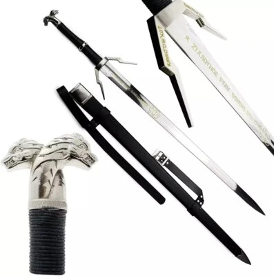 Handmade Stainless Steel Silver Rune Sword – Fantasy Warrior Collectible
