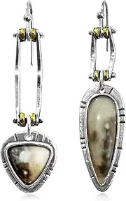 [JNONL] Vintage Sliver Geometry Stone Lightweight Dangle Drop Earrings Ethnic Teardrop Triangle Simplicity Acrylic Hook Earrings For Women Girls Jewelry Gifts