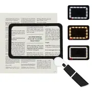 5X Folding Handheld Magnifying Glass Reading Book Rectangle Magnifier with Light