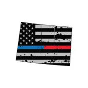 Distressed Thin Blue Red Line Colorado State Shaped Subdued US Flag Sticker