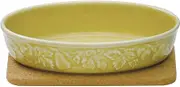 Suzuki 0267-428211 Mino Ware Gratin Dish, Doria Dish, Heat Resistant, Oven Safe, Approx. 7.9 x 5.1 x 1.6 inches (20 x 13 x 4 cm), Cork Trivet Included, Yellow