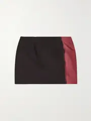 [16ARLINGTON] 16ARLINGTON - Haile Two-tone Satin-twill Mini Skirt - Black - UK 16 UK 16 Black