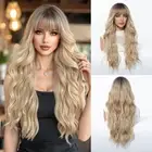 Long Blonde Wig with Bangs Wigs for White Women Synthetic Wigs for Women Ombr...