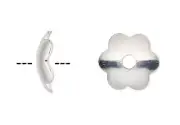 Bead Cap, 300 Silver Plated Steel 6x2mm Smooth Flower to Fit 6-8mm Beads *