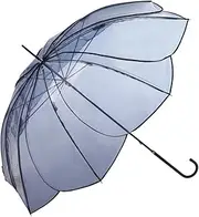 ビコーズ(Because) Because Because Long Umbrella, 22.8 inches (58 cm), Vinyl Umbrella, Rain Umbrella, Petals, Flower Shape, Magazine, Women's, Stylish, Gray, Flower Umbrella, Clear Umbrella/Color Piping