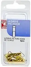 Romak 901030 Brass Plated Angle Drive Picture Hook, 13.5 kg Load Capacity