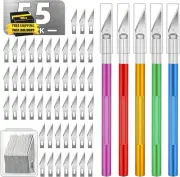 55 Pack Exacto Knife, Hobby Knife Set with 5 Craft Knives and 50 Precision Knife