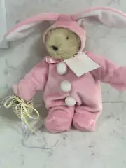 1982 Muffy Vanderbear 8" Stuffed Bear 1989 Pink Easter Bunny Rabbit Costume Set