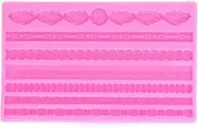 Knit Rope Silicone Mold,pearl Border DIY Baking Tools 3D Macrame Cake Chocolate Decoration Kitchen Crafts Flower Pattern Lace Relief Realistic Looking Designs for Decor Cupcake Candy Sugarcraft Clay