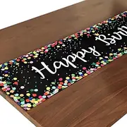 Letjolt Happy Birthday Table Runner, 12x48 Inches, Polka Dots, Black